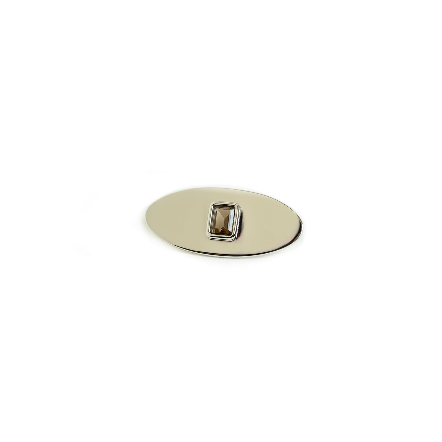Envé bleu - Sterling silver oval stud earrings with smoky quartz gemstone.