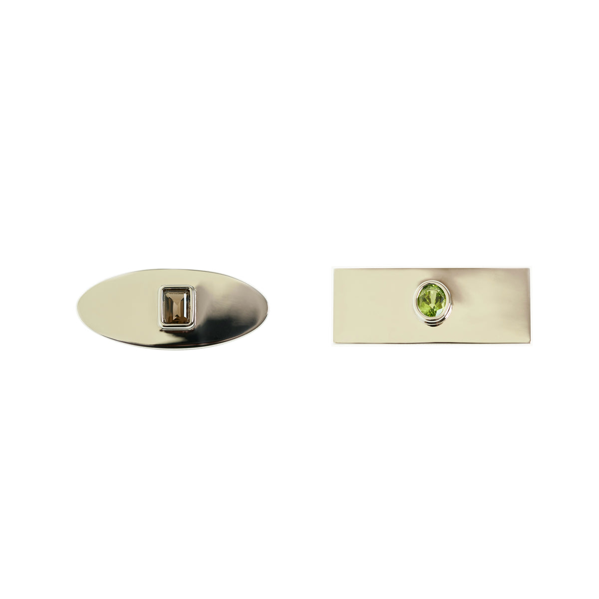 Micha silver rectangle + oval earrings