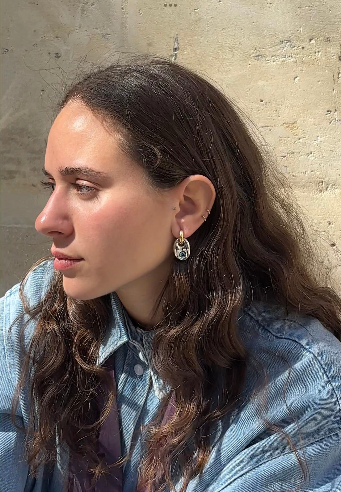 Mouzi silver hoop coffee bean silver earrings